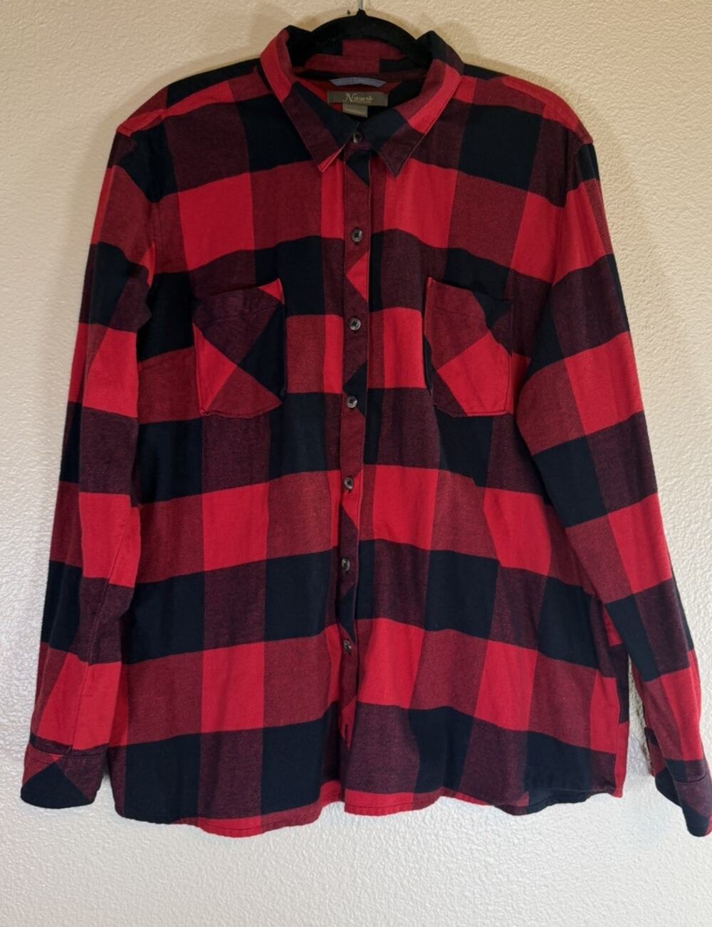 Natural Reflections Plus 1X Flannel Long Sleeve Shirt Shacket Red Black